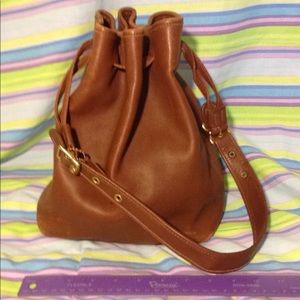 Genuine Leather Coach Drawstring Bag